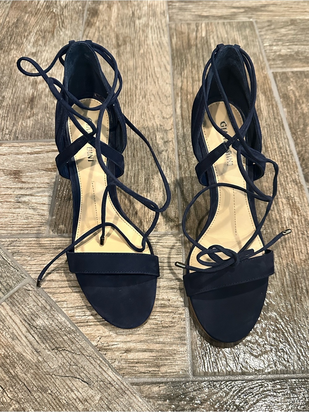 Gianni Bini Navy Suede Lace-Up Women's Sandals